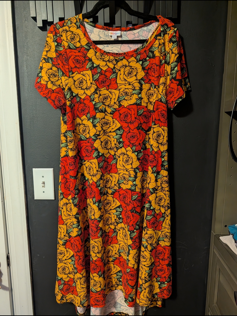 LuLaRoe Floral High-Low Dress in Red & Yellow
